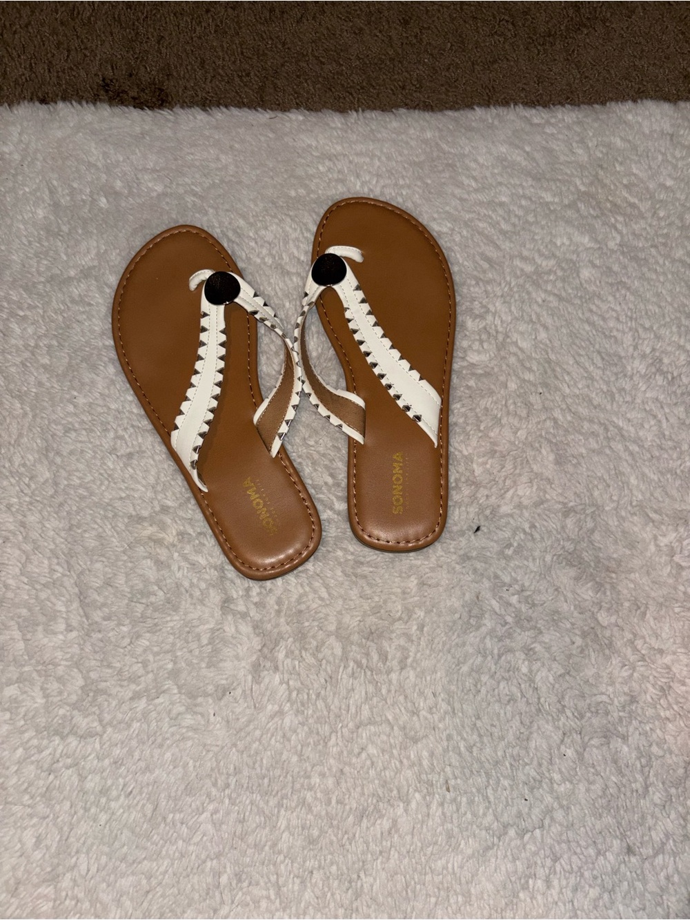 Sonoma Tan and White Braided Thong Sandals